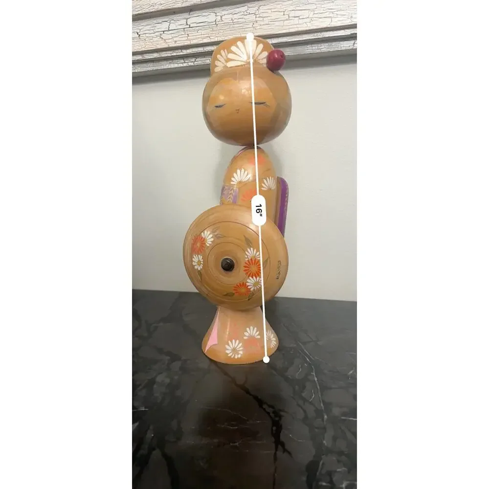 Vintage Sadao Kishi 16” Sosaku Kokeshi Doll Signed Umbrella Japan